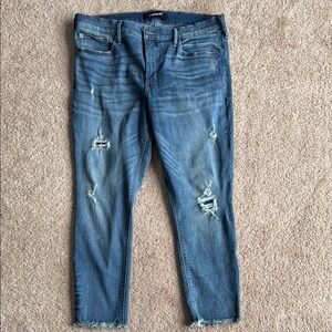 Express cropped Distressed Blue Jeans